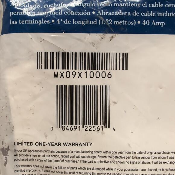 General Electric WX09X10006 3 Wire Range Power Cord 4ft 40 Amp Oven Stove Plug - Picture 5 of 7